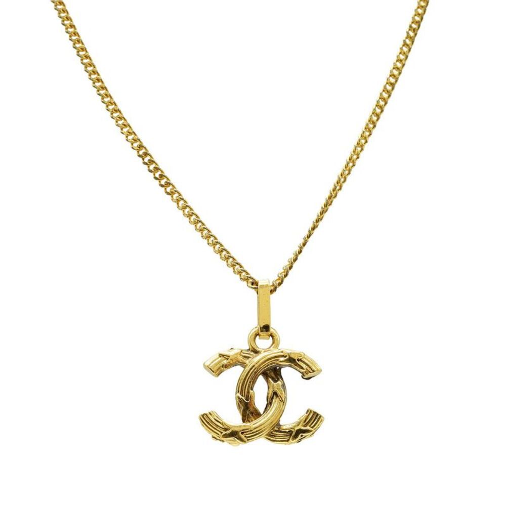 Chanel Coco Mark Chain Necklace Pendant Gold